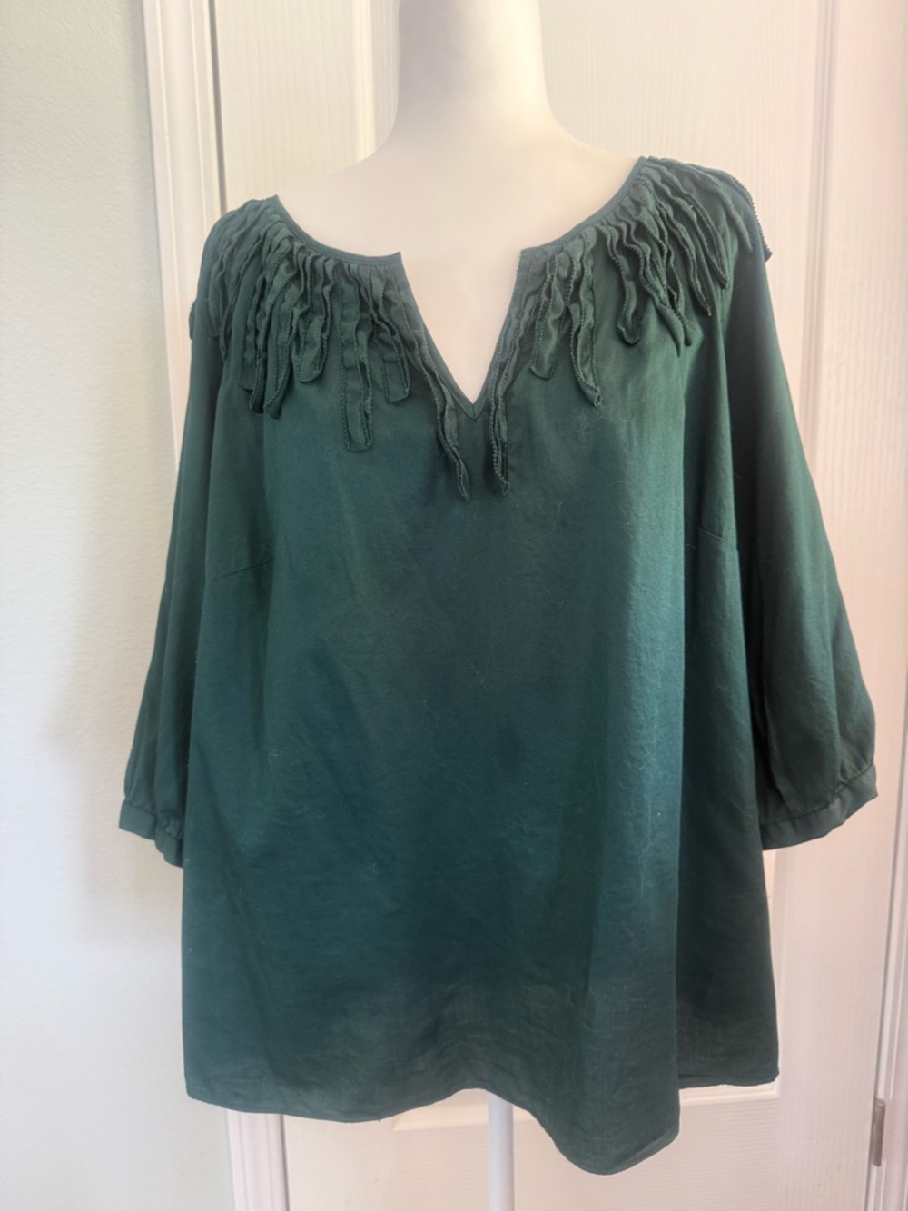 Talbots Dark Green Fringe Yoke Tunic